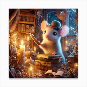 Mouse In A Library Canvas Print