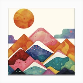 Mountains And Sun geometric mountains Canvas Print