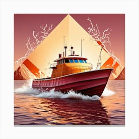 Futuristic Fishing Trawler Cubism Style Canvas Print