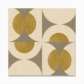 Retro Vintage Circle Fusion Mid Century Orbs Taupe 50s Geometric Canvas Print