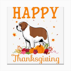 Retro Bernard Dog Happy Thanksgiving Matching Family Pajamas Canvas Print