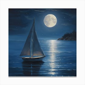 Sailboat At Night Canvas Print