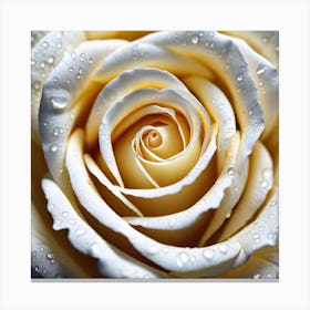 White Rose With Water Droplets 4 Canvas Print