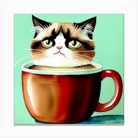 Grumpy Cat In A Cup Canvas Print