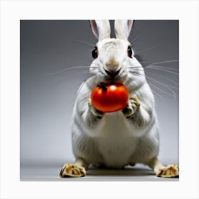 Rabbit Eating A Tomato Canvas Print