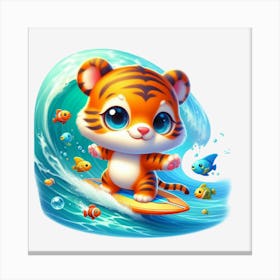 Tiger Surfboard Canvas Print