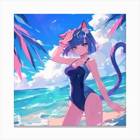 Anime Girl In Swimsuit Canvas Print