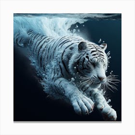 White Tiger Swimming Canvas Print