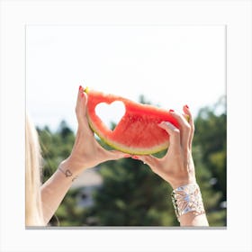 Heart Shaped Watermelon Canvas Print