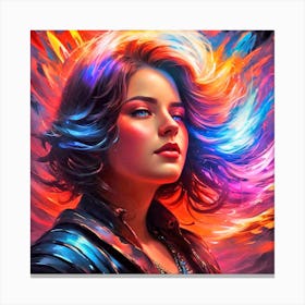 Girl With Colorful Hair 7 Canvas Print