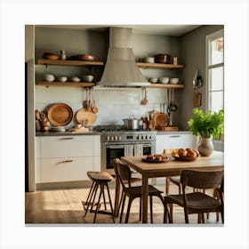 Default A Cozy Welllit Kitchen With A Basket Of The Background 1 Canvas Print