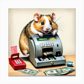 Hamster At The Cash Register 2 Canvas Print