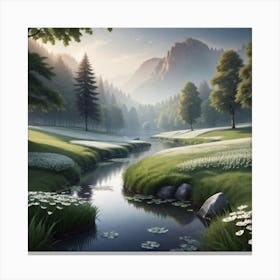 River In The Mountains Canvas Print