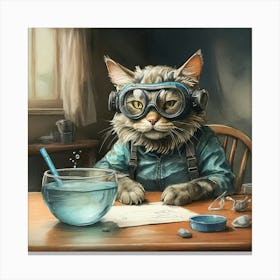 Cat In Goggles 1 Canvas Print