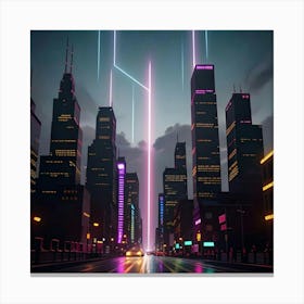 Urban Nights The City Illuminated Canvas Print