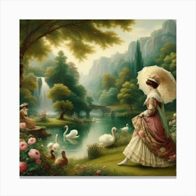 Swans In The Park Canvas Print