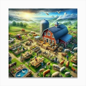 Farm Animals In The Countryside Canvas Print