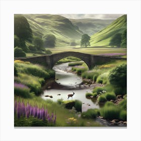 Stone Bridge Vintage Style Canvas Print