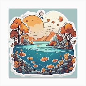 Autumn Landscape Sticker Canvas Print