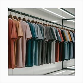 A rack of men's t-shirts Canvas Print