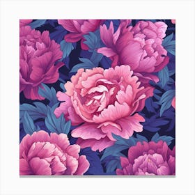 Pink Peony Seamless Pattern 1 Canvas Print