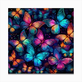 Colorful Butterflies Seamless Pattern 3 Canvas Print