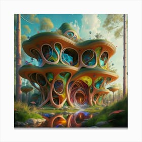 Huge colorful futuristic house design with vibrant details 19 Canvas Print