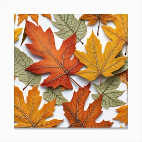 Autumn Leaves On White Background Canvas Print