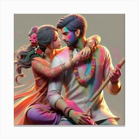 Holi Couple 13 Canvas Print