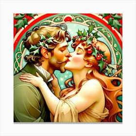 Mistletoe Kissing Canvas Print