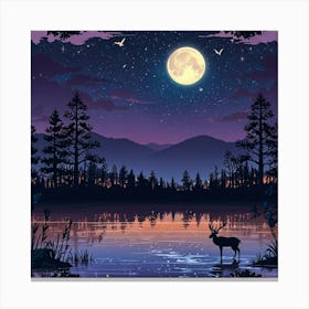 Leonardo Anime Xl A Serene And Mystical Night Landscape Featur 3 (1) Canvas Print