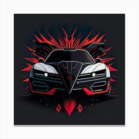 Car Red Artwork Of Graphic Design Flat (230) Canvas Print