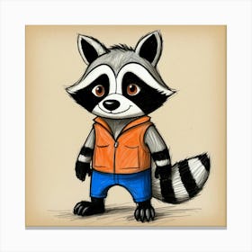 Raccoon Illustration Canvas Print