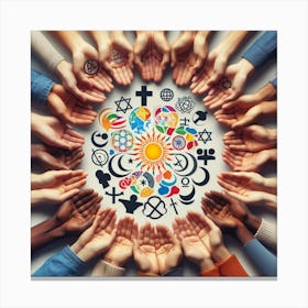 Many Hands In A Circle Canvas Print