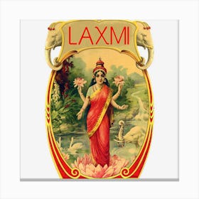 Laxmi Goddess Prosperity Wealth Lotus Gift Canvas Print