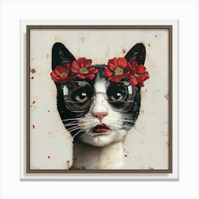 Cat With Flowers 1 Canvas Print