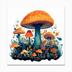 Mushrooms In The Meadow 6 Canvas Print