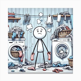 Man In A Laundry Room Canvas Print