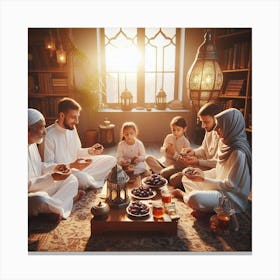Family Muslims Celebrating Ramadan Canvas Print