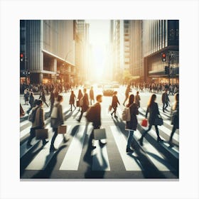 People Crossing The Street Canvas Print