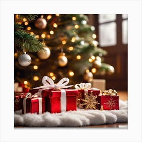 Christmas Gifts Under The Tree Canvas Print