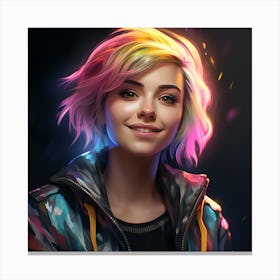 Girl With Colorful Hair Canvas Print