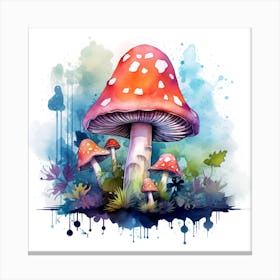 Watercolor Mushroom Painting Canvas Print