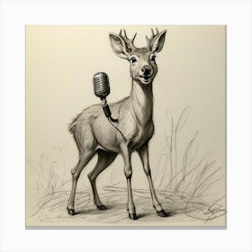 Deer With Microphone 15 Canvas Print