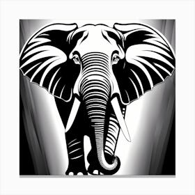 Elephant In Black And White, 1346 Canvas Print