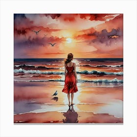 Girl At The Beach Canvas Print