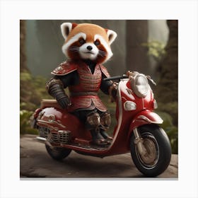 Red Panda On A Scooter2 Canvas Print