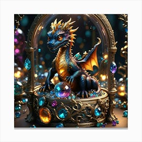 Baby Dragon In A Glass Dome Canvas Print