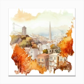 Watercolor Of San Francisco Canvas Print