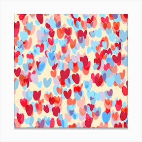Overlapped Sweet Hearts Square Canvas Print
